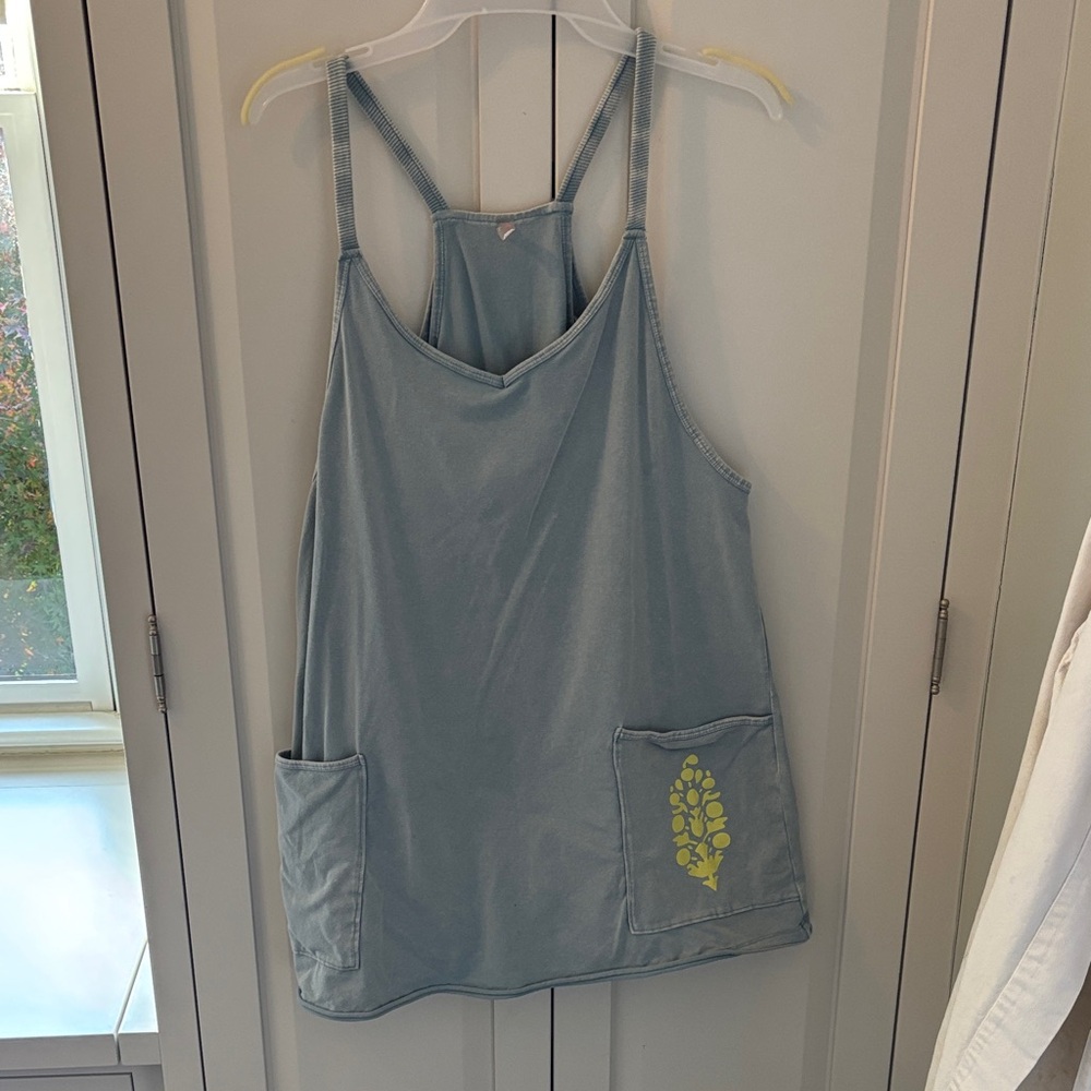Free people movement Light Blue romper with Yellow Pocket Design
